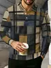 Camisa Polo de Manga Larga para Hombre de Moda con Estampado Geométrico, Estilo Moderno Versátil, Adecuada para Múltiples Ocasiones