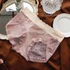Calcinha Triângulo Renda Semitransparente para Meninas Japonesas Malha Pura Desejo Calcinha de Cintura Média com Borda Ondulada Calcinha Sexy Vazada