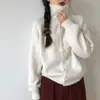 Cárdigan de punto casual estilo coreano con cuello alto para mujer, nueva colección otoño/invierno 2026, inspirado en lo retro, abrigo suéter de corte holgado