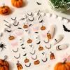 Pegatinas para uñas con temática de Halloween europeo y americano, murciélago de lámina dorada, fantasmita y cabeza de calabaza, pegatinas impermeables 3D para teléfono DIY