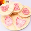 Serie de Pascua Moldes para Galletas Conejo Dibujos Animados 3D Moldes para Galletas Huevo de Pascua DIY Galletas Impresas de Simulación