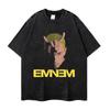 Camiseta Vintage com Estampa Singer Estilo Retro Desgastado Floral Manga Curta Estilo Ins Marca Tendência Transfronteiriça Unissex Solta Manga Média