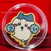 Pegatinas doradas de Kuromi y Cinnamoroll de dibujos animados coloridos, lindas y que traen buena fortuna, regalos promocionales de Chiikawa