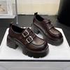 Zapatos de Cuero Pequeños Versátiles, Zapatos Antideslizantes, Mary Janes para Exteriores, Vestido Elegante de Primavera de Doble Botonadura 2024