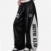 Calça de moletom de street jazz americana para homens e mulheres, calça larga reta com estampa de letras, calça de dança hip-hop