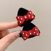Pinza para el pelo de felpa de alta gama con orejas de gato y lazo para otoño e invierno para cabello fino, pinza de tiburón para flequillo y accesorios para el cabello