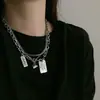 Collar Cuadrado con Letras de Marca Trendy Europea y Americana, Cadena Gruesa Multicapa Apilada, Cadena para Clavícula, Cadena para Suéter, para Hombres y Mujeres, No se Desvanece
