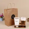 Bolsa Saco Quadrada de Fundo Neutro para Alimentos para Loja de Milk Tea Sacola para Levar para Personalizar Saco de Papel Kraft com Logo Impresso