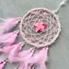Fonte de Fábrica de Filtro dos Sonhos Sino de Vento de Pena Natural Rosa Decoração de Pendurar para Quarto de Menina Filtro dos Sonhos de Crochê