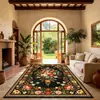 Alfombra de Piso de Terciopelo Floral Vintage para Sala de Estar y Dormitorio del Hogar, Alfombra Decorativa Resistente al Desgaste, Felpudo Antideslizante Absorbente de Agua, Alfombra Resistente a la Suciedad