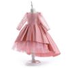 Cross-border ebay novo vestido das meninas malha de malha de mangas compridas vestido de cauda das meninas traje de festa de aniversário das meninas