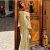 Venta al por mayor de Ropa de Mujer de Comercio Exterior en Stock del Fabricante 2025 Nueva Moda Elegante Sexy Vestido de Encaje sin Hombros sin Tirantes