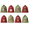 Bolsas de Arpillera con Cordón Navideñas, Bolsas de Arpillera con Cordón para Empaque de Regalos Navideños, Bolsas de Dulces para Niños, Bolsas de Regalo para Fiestas Navideñas