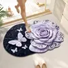 Alfombra de piso antideslizante absorbente de agua con efecto tridimensional 5D de flor de mariposa para baño del hogar, de secado rápido y resistente al desgaste