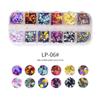 Decoración de uñas de Amazon con lentejuelas de mariposa, 12 cuadrículas, caja larga, lentejuelas para uñas, mariposa, redondas, color joyería para uñas