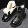 Botas de nieve para mujer, nuevo estilo de invierno 2026, forradas de felpa y engrosadas para abrigar, botas de algodón grandes para el noreste de China, botas Martin que aumentan la altura, zapatos de algodón de suela gruesa para mujer