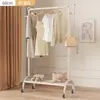 Secador de ropa de metal de pie para hogar, dormitorio, balcón, barra única, tendedero para secar edredones, colgar ropa, perchero simple para ropa y sombreros