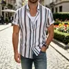 Camisa casual de manga corta a rayas para negocios transfronterizos de Amazon, sin arrugas, antiarrugas, elasticidad en cuatro direcciones, venta al por mayor de fábrica