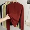 Camiseta Base de Punto de Cuello Alto Parcial para Mujer 2026 Otoño/Invierno Nuevo Suéter Ajustado para Vestir por Capas