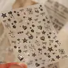 Adesivos de Unha Moji Sweet Cool Coração Estrela Preto e Prata M-1484 Adesivos de Unha Estilo Menina Doce Triste Preto e Branco Coração Floral