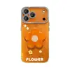 Soporte de Flor Naranja Adecuado para Funda de Teléfono Apple 17 iPhone 15 Pro Max con Correa 16 Patrón Glaciar 18 para Mujeres