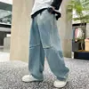 Z1110-niños Yang temprano primavera 2024 nuevo niños medianos y grandes Moda infantil guapo holgado retro Pantalones de pierna ancha de mezclilla niños