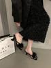 Tacones Altos Franceses, Pantuflas Peludas, Zapatos de Mujer, Ropa de Exterior, Sandalias Negras de Nuevo Estilo de Verano de Hada