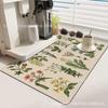 Tapete de Café de Lama Diatomácea Macia com Flores e Grama Transfronteiriço, Porta-copos Absorvente Antiderrapante para Lavatório Doméstico, Tapete de Isolamento Térmico Anti-escaldamento para Mesa de Jantar
