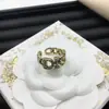 Anillo Ajustable Dior/Dior Best-Seller Transfronterizo Letra Cd para Mujer, Anillo Abierto de Latón Vintage Abeja Lujo Ligero Europeo y Americano
