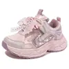 Zapatos Deportivos para Niñas 2026 Primavera Nuevos Malla Moño Perla Suela Suave Transpirables Antideslizantes Versátiles Zapatos para Niños Papá