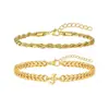 Pulseira Cuban Twist de Aço Inoxidável com 26 Letras para Comércio Exterior Transfronteiriço, Joia Fashion e Ajustável