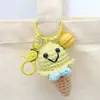 Pingente de Sorvete de Crochê, Charme para Bolsa Tecido com Fio, Enfeite de Sorvete Tricotado, Chaveiro, Acessório Feito à Mão para Chave de Carro