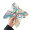 2026 Nuevo Estilo Bufanda Cuadrada para Niños Estilo Coreano Azul Estilo Pintura al Óleo Lazo para el Cabello con un Diseño Floral de Alta Gama para Coletas