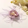 Atmósfera Perezosa de Otoño e Invierno Tela de Terciopelo y Plumas Flor de Rosa DIY Lazo para el Cabello Tocado Broche Accesorios de Flor para Ropa