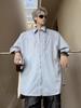 2024 Camisa Retrô Masculina Verão Hong Kong Estilo Estudante Nicho Solto Design Senso Interessante Novo Top Masculino para Uso Exterior