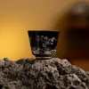 Xícara de Chá Cerâmica com Esmalte Preto e Padrão Prateado das Dinastias Tang e Song, Xícara Pequena Doméstica para Chá Kung Fu, Design de Borboleta e Flor, Xícara Individual para Beber Chá