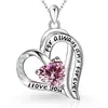 Comercio Exterior Transfronterizo Collar con Forma de Corazón de Amazon Doce Piedras de Nacimiento Cadena para Clavícula con Colgante Doble Capa con Forma de Corazón en Inglés