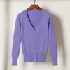 Tricô Gola V Estilo Coreano Top Feminino com Mangas Longas Cardigã Versátil Primavera e Outono Jaqueta Curta Fina em Estoque
