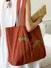 Bolsa de Lona de Gran Capacidad de Verano Linda Bolsa Tote Bordada con Letras de Natillas Nueva Bolsa Tote de Gran Capacidad para Mujer