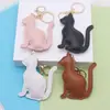 Estoque de Fábrica Estilo Coreano Chaveiro de Gato Dupla Face em Couro PU Charme Simples para Bolsa Nicho Presente para Casal Melhor Amigo