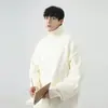 Suéter de cuello alto para hombre para otoño e invierno, tejido de punto base engrosado, estilo casual holgado de manga larga para adolescentes, suéter de capa interior para hombre