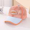 Venta al por mayor de sombreros coreanos para niños, gorras de béisbol de malla completa para el sol, gorras de malla transpirables de verano, gorras con letras LUCK