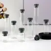 Botella de Vidrio Sellada con Tapón de Goma de Cuatro Picos, Almacenamiento de Pequeñas Perlas Doradas, Frasco Experimental Alto y Delgado, Mini Botella Vacía
