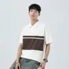 Camisa Polo de Rayas con Cuello y Manga Corta para Hombre, Camiseta Casual Resistente