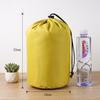 Bolsa de almacenamiento con cordón de tela Oxford plateada de poliéster nailon impermeable 210D con bolsillo y protección solar, logotipo imprimible de fábrica