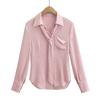 Preppy estilo cetim camisa listrada para mulheres 2023 outono nova cintura emagrecendo fita lapela manga comprida cardigan top