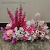 Orden de boda banquete de bodas flor artificial rosa roja floral decoración de boda tarjeta de bienvenida tablero KT flor falsa de boda flor de seda flor decorativa