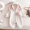 Enterizo Suave Lindo de Conejo para Bebé Infantil Ropa para Bebés Niños Otoño Invierno Caliente de Manga Larga Body Aterciopelado Espeso con Capucha