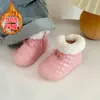 Botas de neve de cano alto para bebês meninas, sapatos quentes para bebês, sapatos para crianças pequenas de outono e inverno, botinhas de fleece para meninas, sapatos infantis