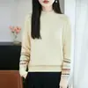 Tejido de Punto Jacquard Fair Isle 100% Algodón para Mujer Nuevo Otoño/Invierno Retro Versátil Adelgazante Capa Base